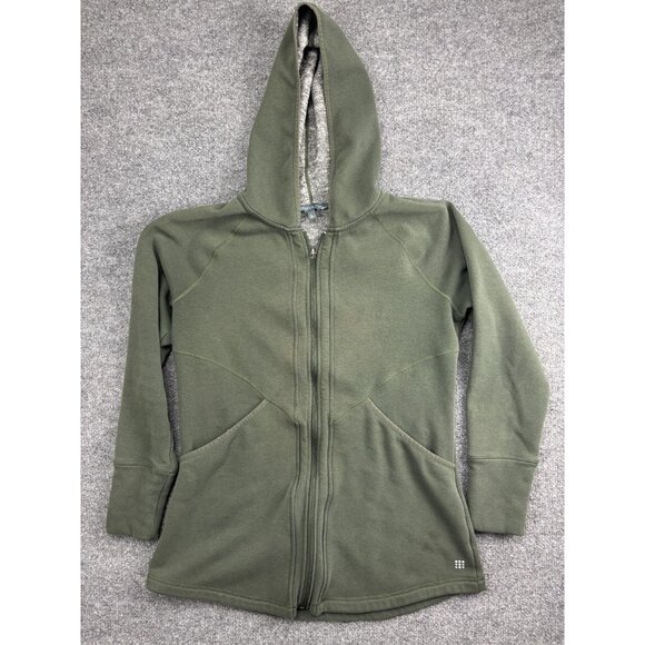 Title Nine Hoodie Womens Large Green Full Zip Jacket Fleece Lined Stretch Active - Picture 1 of 8